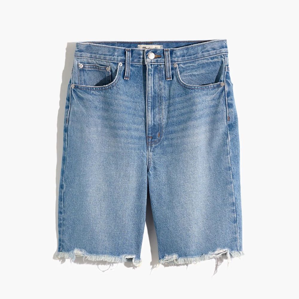 Madewell High-Rise Long Denim Shorts in Hedrick Wash Sz 25
